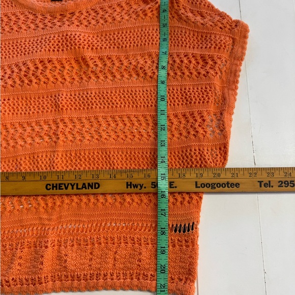 Westbound Orange Crochet Sleeveless Knit Sweater Boho Size Small - Picture 4 of 5